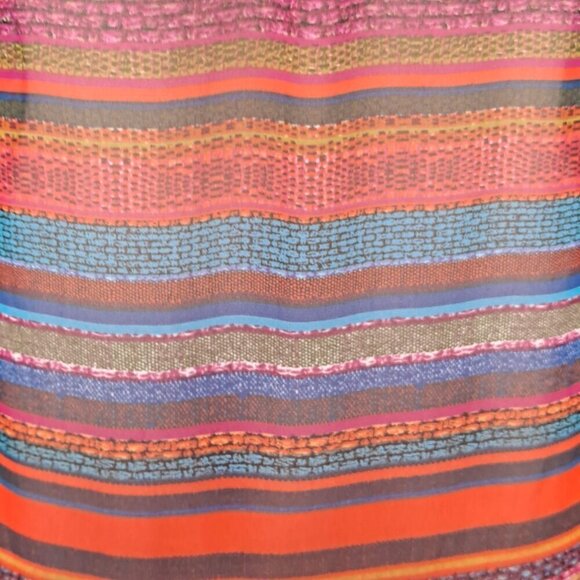 CeCe by Cynthia Steefe Sz 0 Multi Colored Striped Swimsuit Coverup Sheer Tassels - Picture 8 of 12